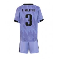 Dres Real Madrid Eder Militao #3 Gostujuci za djecu 2022-23 Kratak Rukav (+ kratke hlače)
